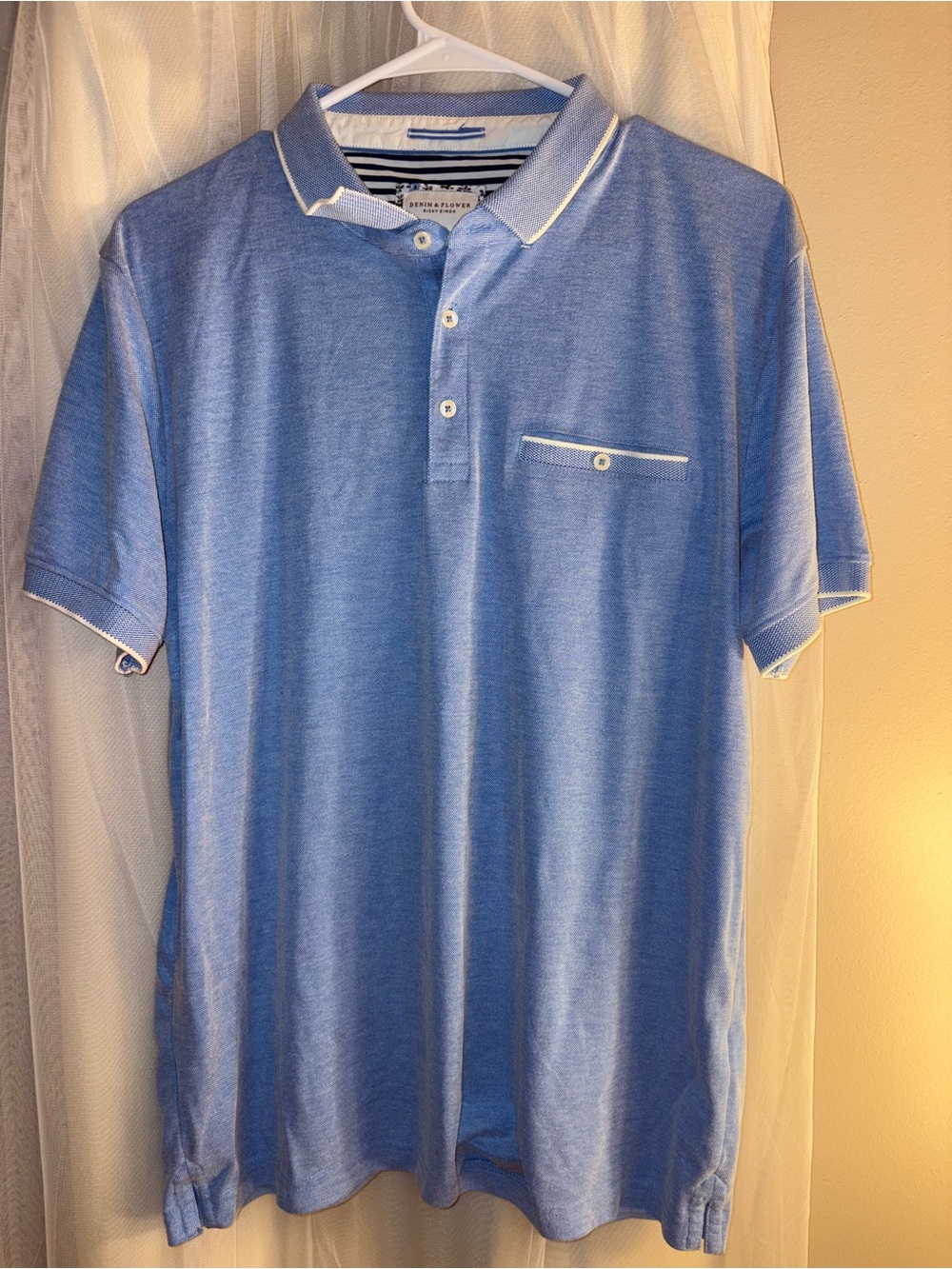 Men's Light Blue Button Shirt with Pocket